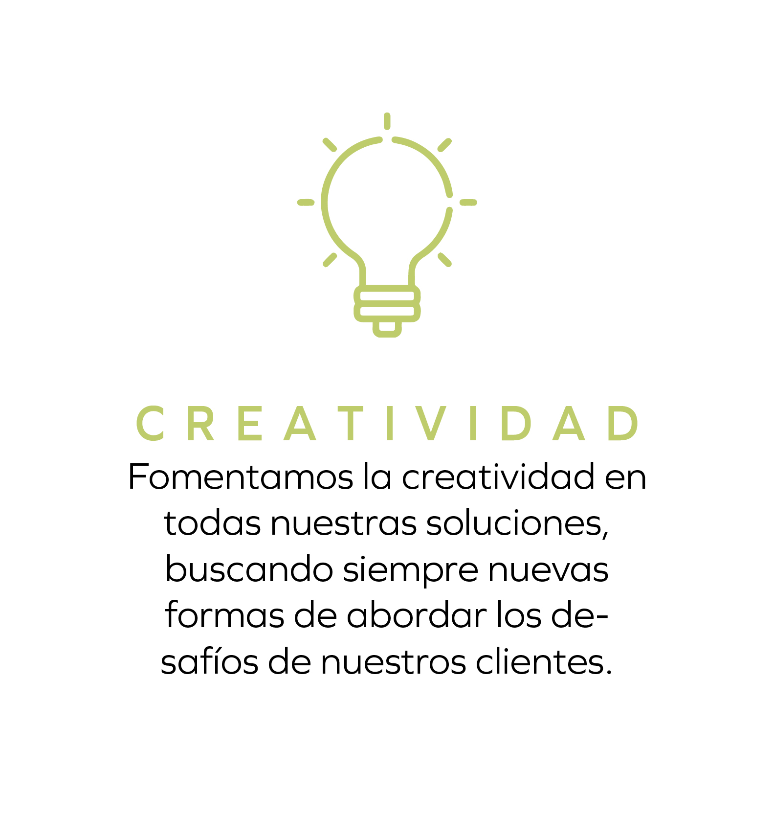 Imagen con la descripción del valor de la creatividad en una empresa de marketing y diseño.